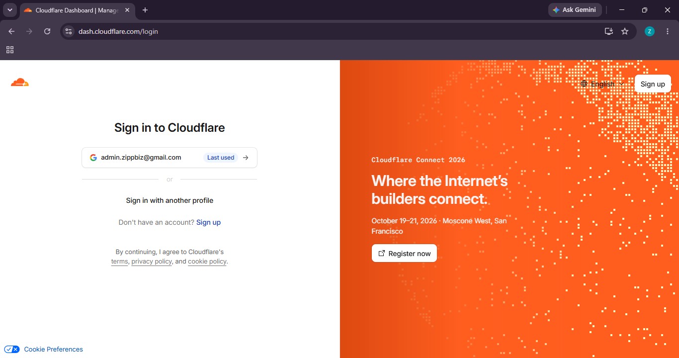 Langkah 1: Login ke Dashboard Cloudflare